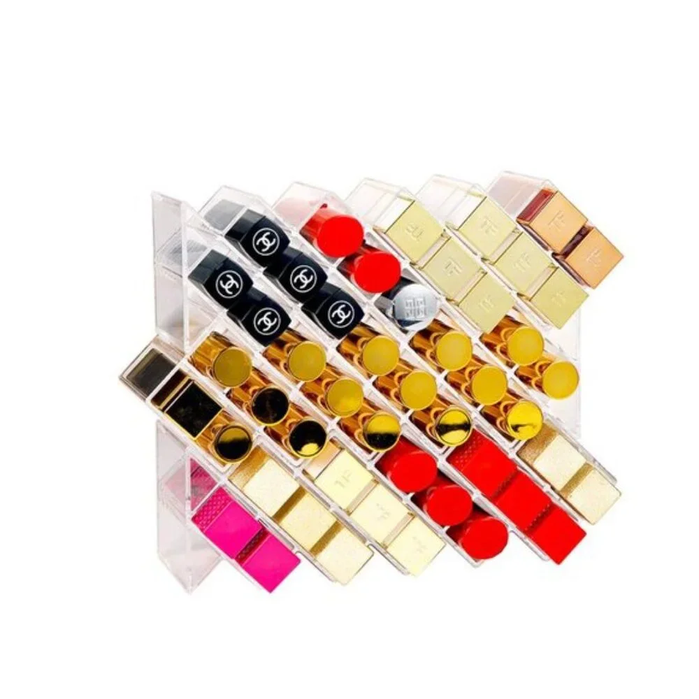48-Slot Acrylic Lipstick Holder Organizer, Stackable Fish Shape Display - 3 Pack